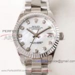 Perfect Replica TW Rolex Datejust Fluted Bezel White Diamond Markers Dial 28mm Women's Watch
